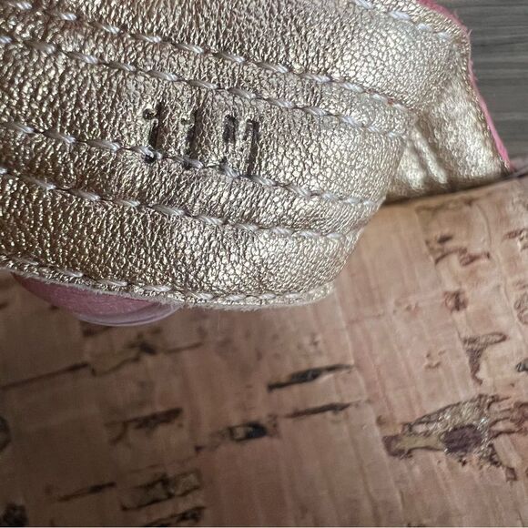 Eric Javits Wedge Sandals Womens 11 Raffia Braided Cork Slide Red Pink - Picture 6 of 9